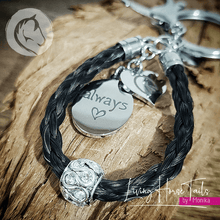 Living Horse Tails Always in my Heart Braided Bling Horsehair Key / Bag Clip Custom jewellery Monika Australia horsehair keepsake
