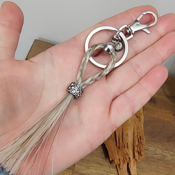 Living Horse Tails Braided Horsehair Key / Bag Clip Custom jewellery Monika Australia horsehair keepsake