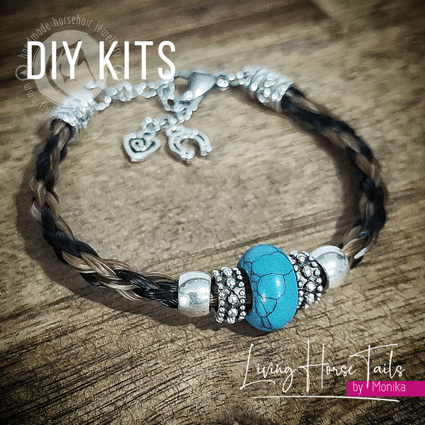 Living Horse Tails DIY Kit for Horsehair Bracelet (Style K) Make your own Custom jewellery Monika Australia horsehair keepsake