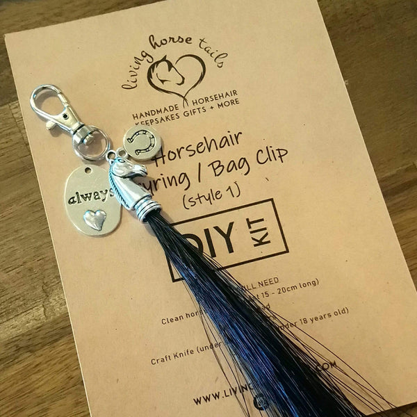 DIY Kit for Horsehair Keyring / Bag Clip Bracelet DIY-BC-HH Living Horse Tails Handmade Jewellery Custom Horse Hair Keepsakes Australia