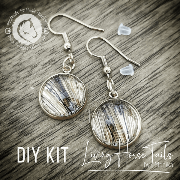 Living Horse Tails DIY Kit for Keepsake Earrings (Style S) Make your own. Stainless Steel Custom jewellery Monika Australia horsehair keepsake