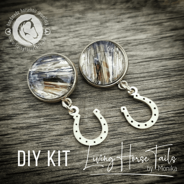 Living Horse Tails DIY Kit for Keepsake Earrings (Style S) Make your own. Stainless Steel Custom jewellery Monika Australia horsehair keepsake