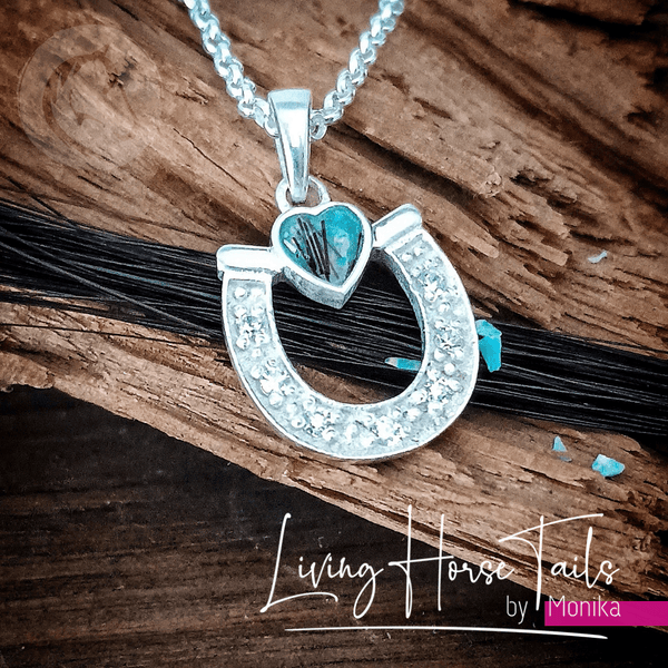 Living Horse Tails Horseshoe Keepsake Memorial Necklace 2 Custom jewellery Monika Australia horsehair keepsake