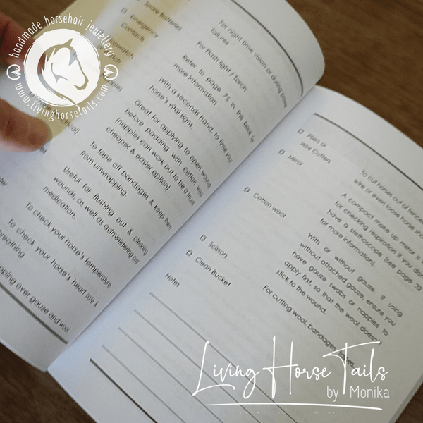Living Horse Tails Know Your Horse - A Medical & First Aid Record Book Custom jewellery Monika Australia horsehair keepsake