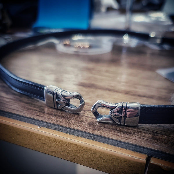 Living Horse Tails Leather and Horsehair inlaid Hatband with Tassles and Adjustable Waxed Cord Slider Custom jewellery Monika Australia horsehair keepsake