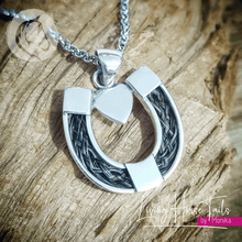 Living Horse Tails Sterling Silver Horseshoe with Heart Pendant inlaid with Horse Hair Braid Custom jewellery Monika Australia horsehair keepsake