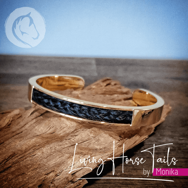 Living Horse Tails Sterling Silver Open Horsehair Braid Inlaid Cuff / Bangle Custom jewellery Monika Australia horsehair keepsake