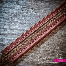 Stitched Leather and Stainless Steel Horsehair Keyring Fob with charm