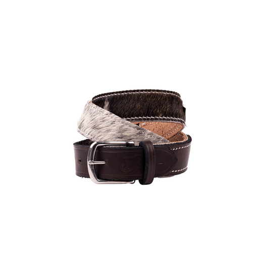 Leather belts on white background.