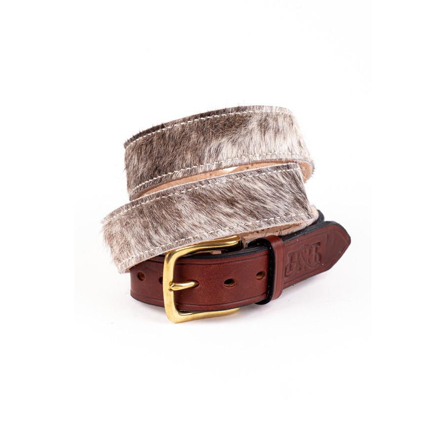 Fur belt with buckle isolated