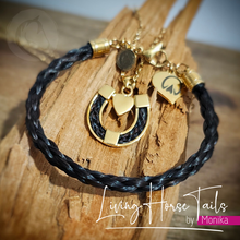 Sterling Silver Horseshoe with Heart Pendant inlaid with Horse Hair Braid