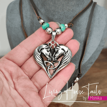 Boho Beaded Celtic Heart Horse Leather Necklace