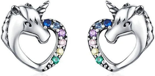 Mountain Creek Jewellery Multi Colour Cubic Zirconia Unicorn Studs