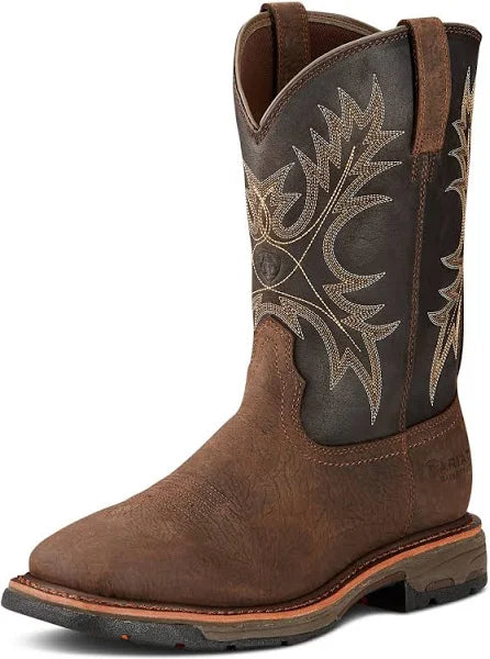 Ariat Mens Workhog Wide Square Toe H2O Bruin Brown/Coffee