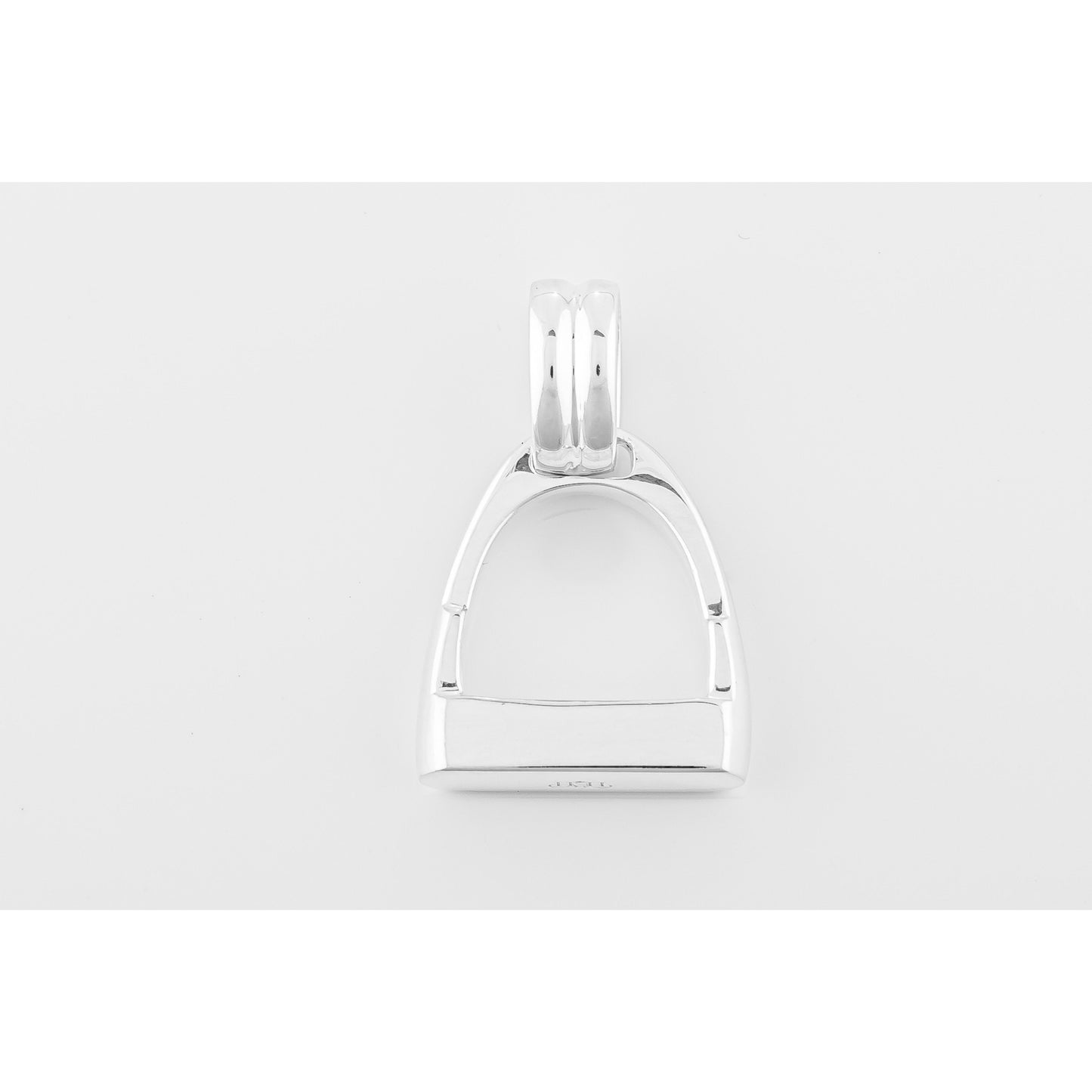 Silver pendant on white background.