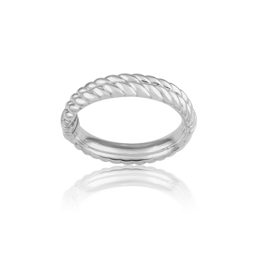 Silver twisted band ring isolated