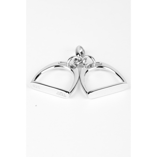 Silver stirrup pendant on white