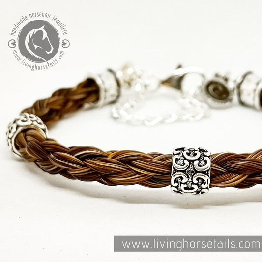 Sterling Silver Beaded Horse Hair Braided Bracelet-Living Horse Tales Jewellery By Monika-The Equestrian