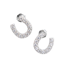 Mountain Creek Jewellery Sterling Silver and Cubic Zirconia Medium Horseshoe Stud Earrings