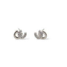 Mountain Creek Jewellery Sterling Silver Double Horseshoe with Cubic Zirconia Studs