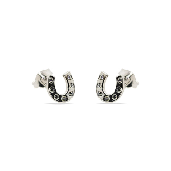 Mountain Creek Jewellery Sterling Silver and Cubic Zirconia Horseshoe Stud Earrings