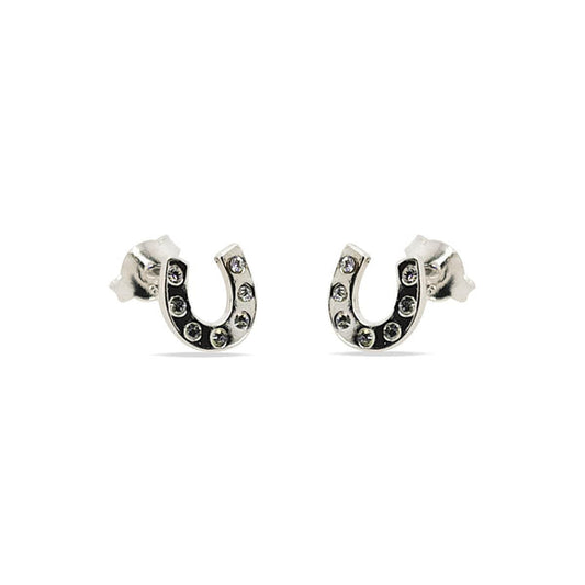 Mountain Creek Jewellery Sterling Silver and Cubic Zirconia Horseshoe Stud Earrings