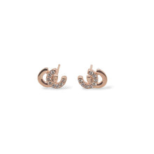 Mountain Creek Jewellery Rose Gold Plated Double Horseshoe with Cubic Zirconia Studs