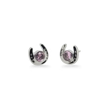 Mountain Creek Jewellery Sterling Silver Horseshoe with Pink Cubic Zirconia Studs