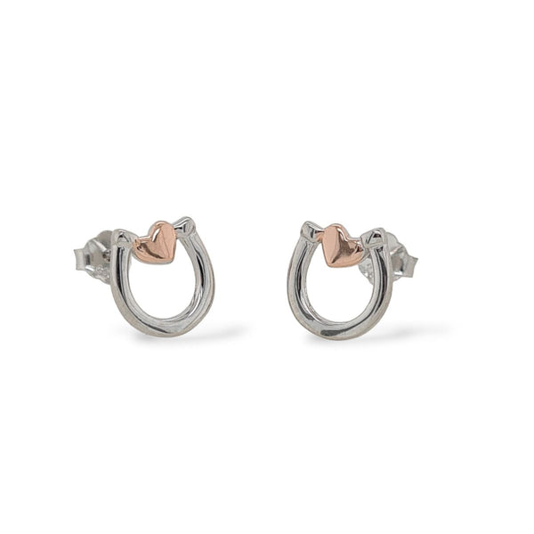 Mountain Creek Jewellery Sterling Silver with Rose Gold Plating Horseshoe Studs