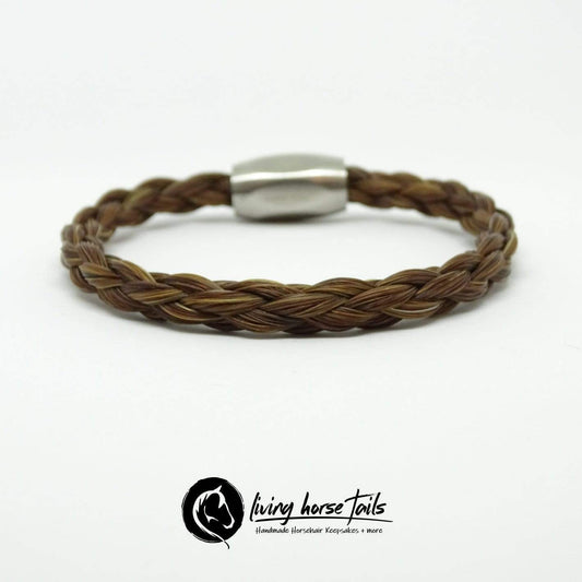 Unisex Mens Stainless Steel Magnetic Clasp Horsehair Braided Bracelet-Living Horse Tales Jewellery By Monika-The Equestrian