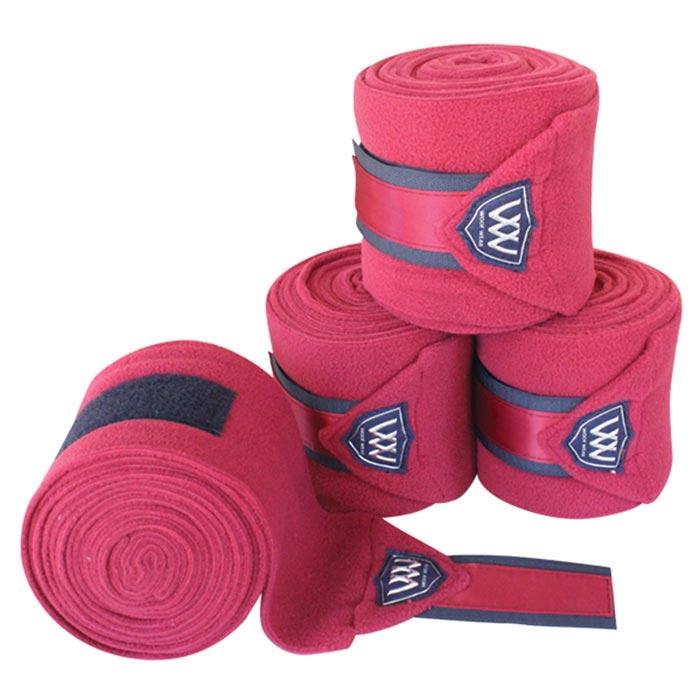 Woof Wear brand red horse leg wraps with logo on velcro.