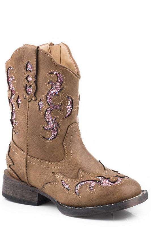 Roper Toddler Glitter Gypsy Tan/Pink Glitter