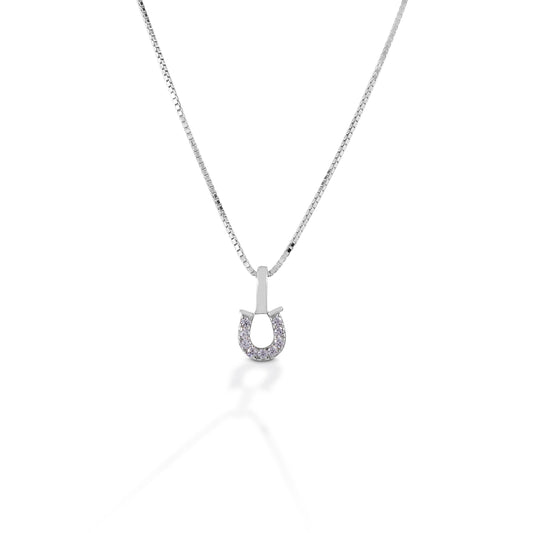 Kelly Herd Necklace Clear Horseshoe Necklace - Sterling Silver-Top Brands-The Equestrian