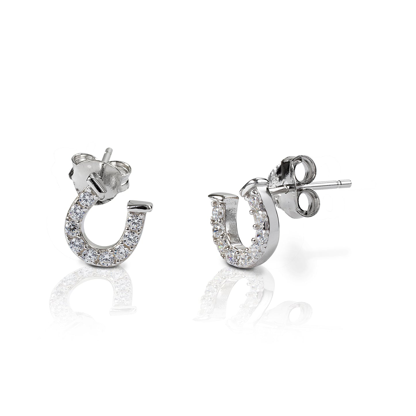 Kelly Herd branded horseshoe-shaped stud earrings with crystals.