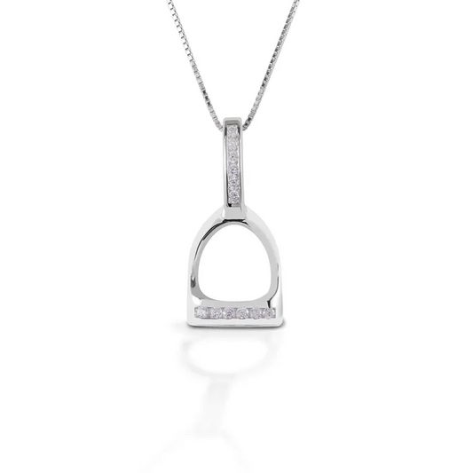 Kelly Herd sterling silver horseshoe pendant with cubic zirconia stones.