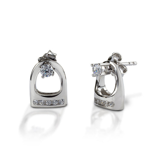 Kelly Herd silver horseshoe earrings with sparkling gem accents.