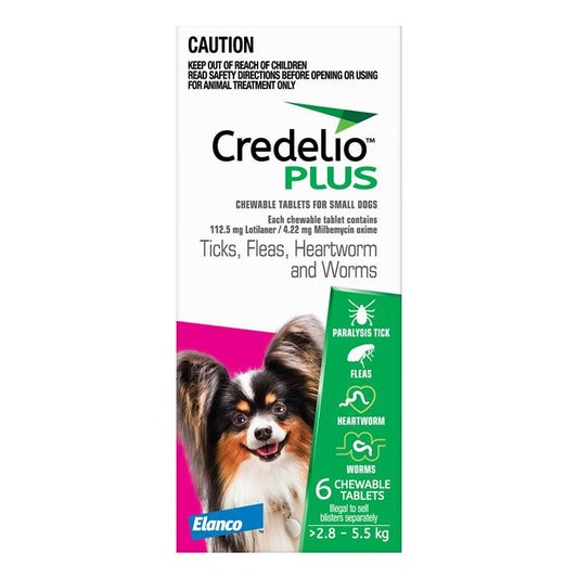 Credelio Plus For Small Dogs 2.8 - 5.5 Kg Pink 6 Chews-VetSupply.com.au-The Equestrian