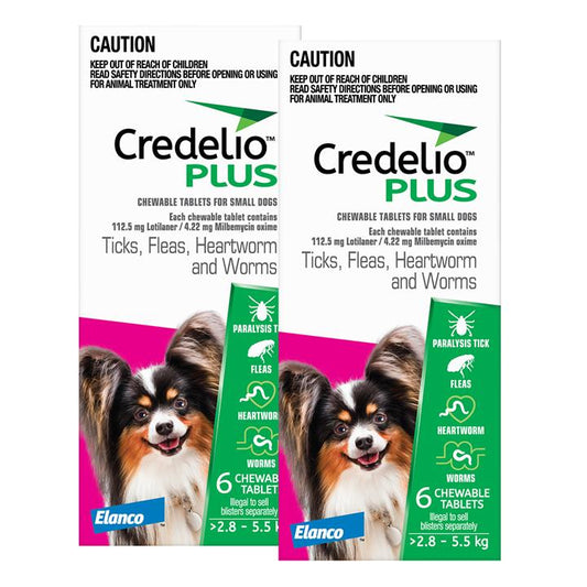 Credelio Plus For Small Dogs 2.8 - 5.5 Kg Pink 12 Chews-VetSupply.com.au-The Equestrian