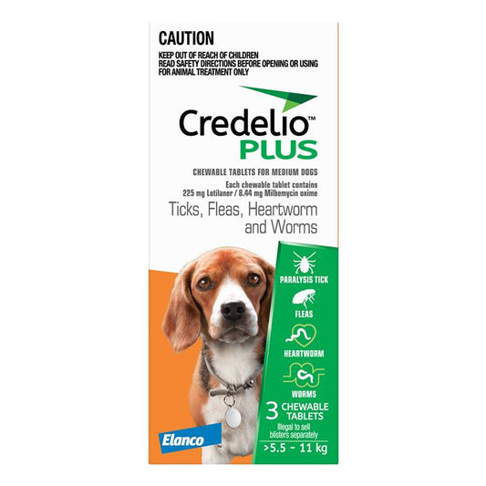 Credelio Plus For Medium Dogs 5.5 - 11 Kg Orange 3 Chews-VetSupply.com.au-The Equestrian