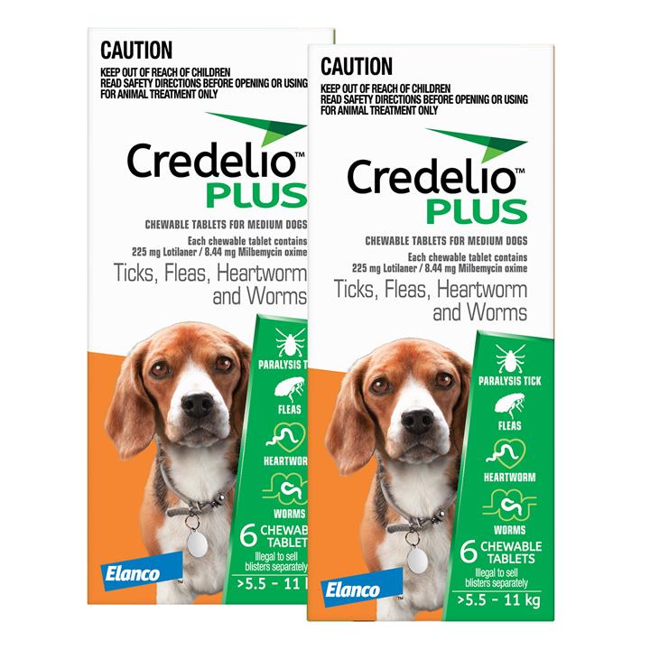 Credelio Plus For Medium Dogs 5.5 - 11 Kg Orange 12 Chews-VetSupply.com.au-The Equestrian