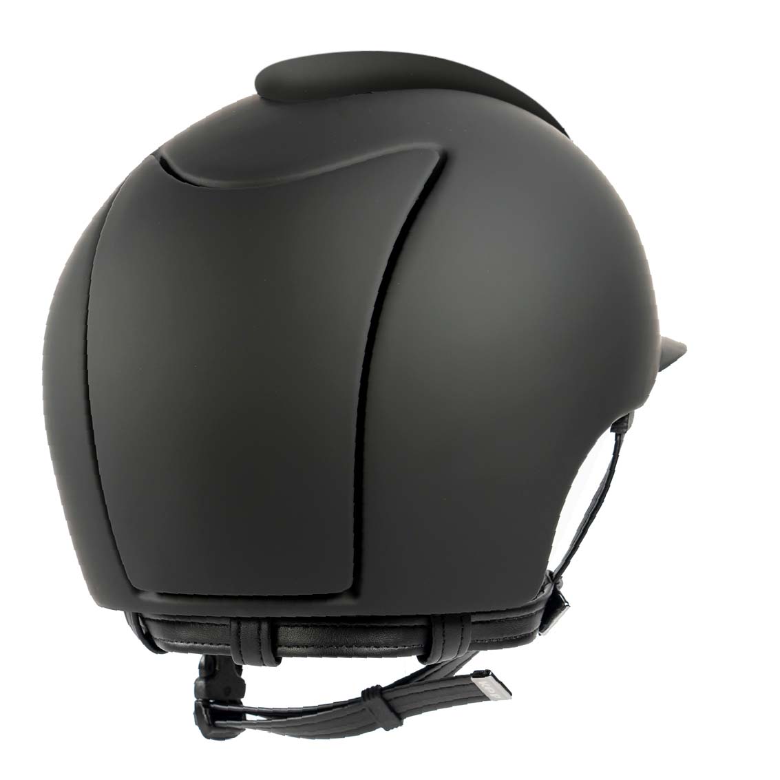 KEP black equestrian riding helmet with matte finish and chinstrap.