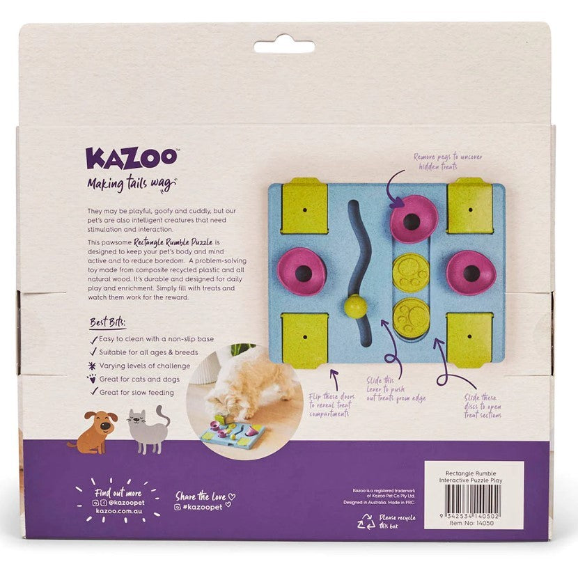 Kazoo Dog Toy Interactive Puzzle Play Rectangle Rumble-Ascot Saddlery-The Equestrian