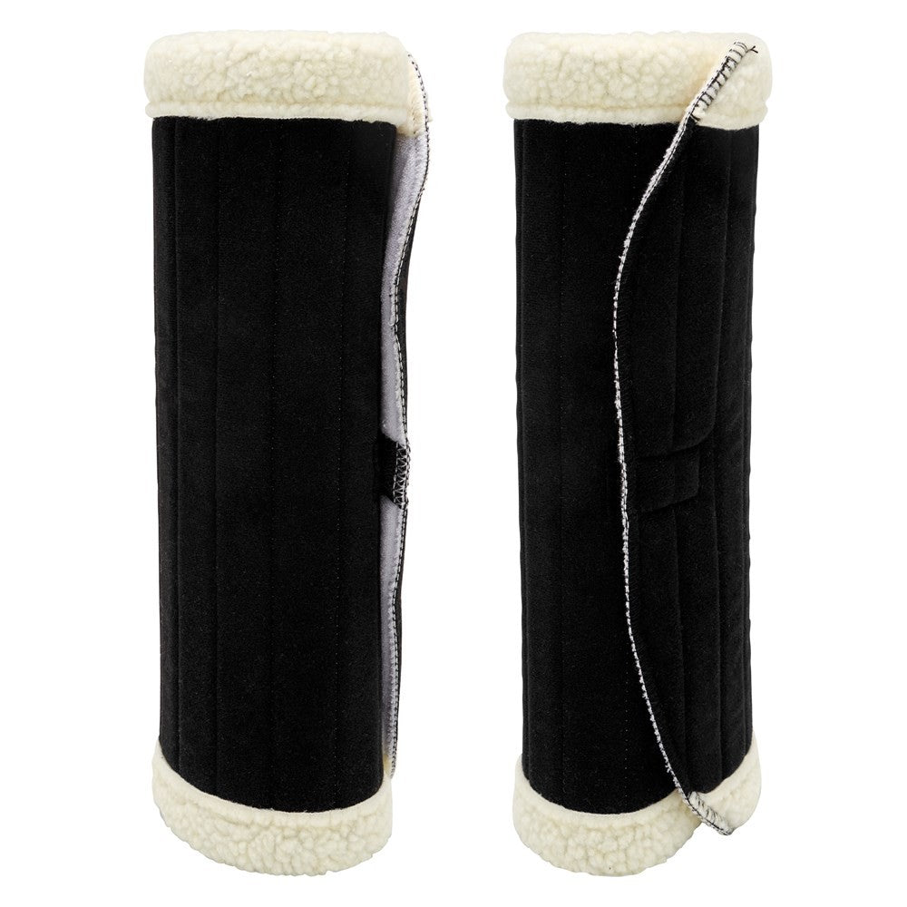 Bandage Pads Faux Sheepskin Trim Pair Showmaster Black-Ascot Saddlery-The Equestrian