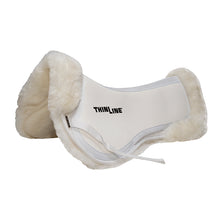 Thinline white saddle pad with fleece, branded 