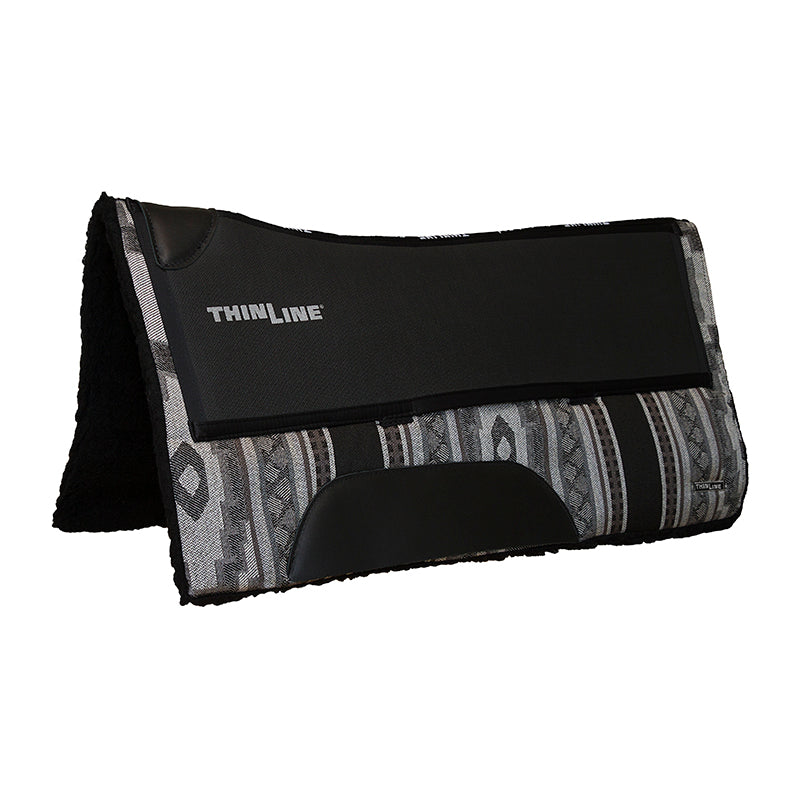 Thinline saddle pad with black and grey patterned design.