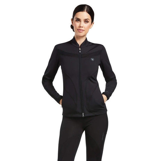 Sweatshirt Ariat Ascent Full Zip Black Ladies-Ascot Saddlery-The Equestrian