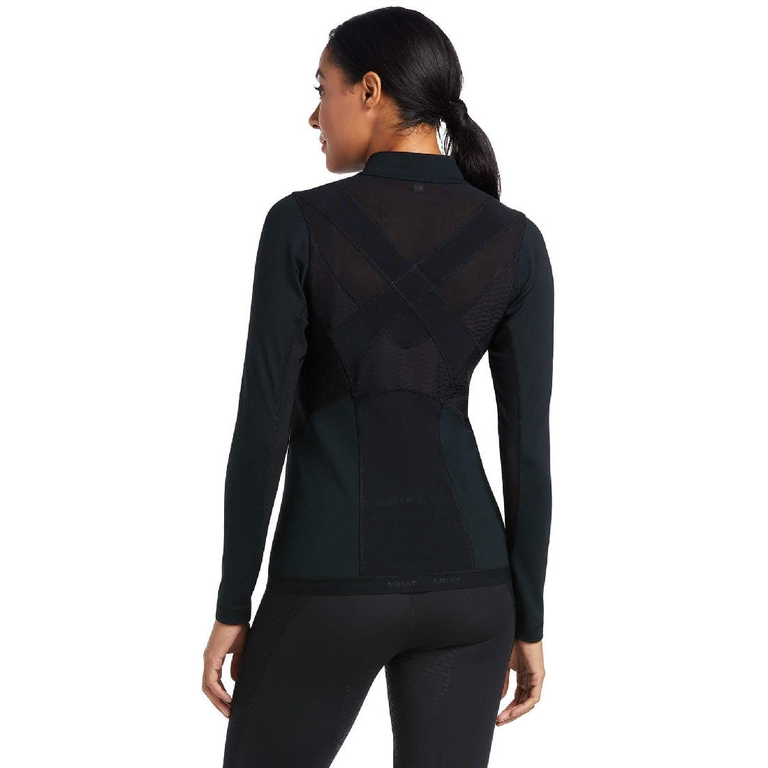 Baselayer Ariat Ascent Long Sleeve Black Ladies-Ascot Saddlery-The Equestrian