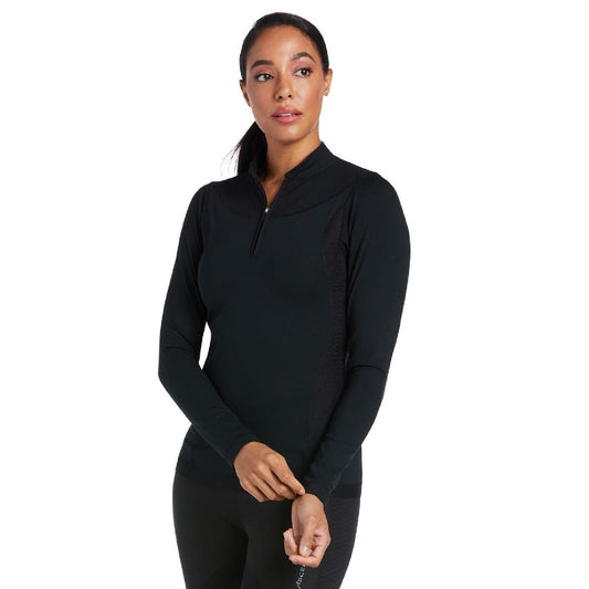 Baselayer Ariat Ascent Long Sleeve Black Ladies-Ascot Saddlery-The Equestrian