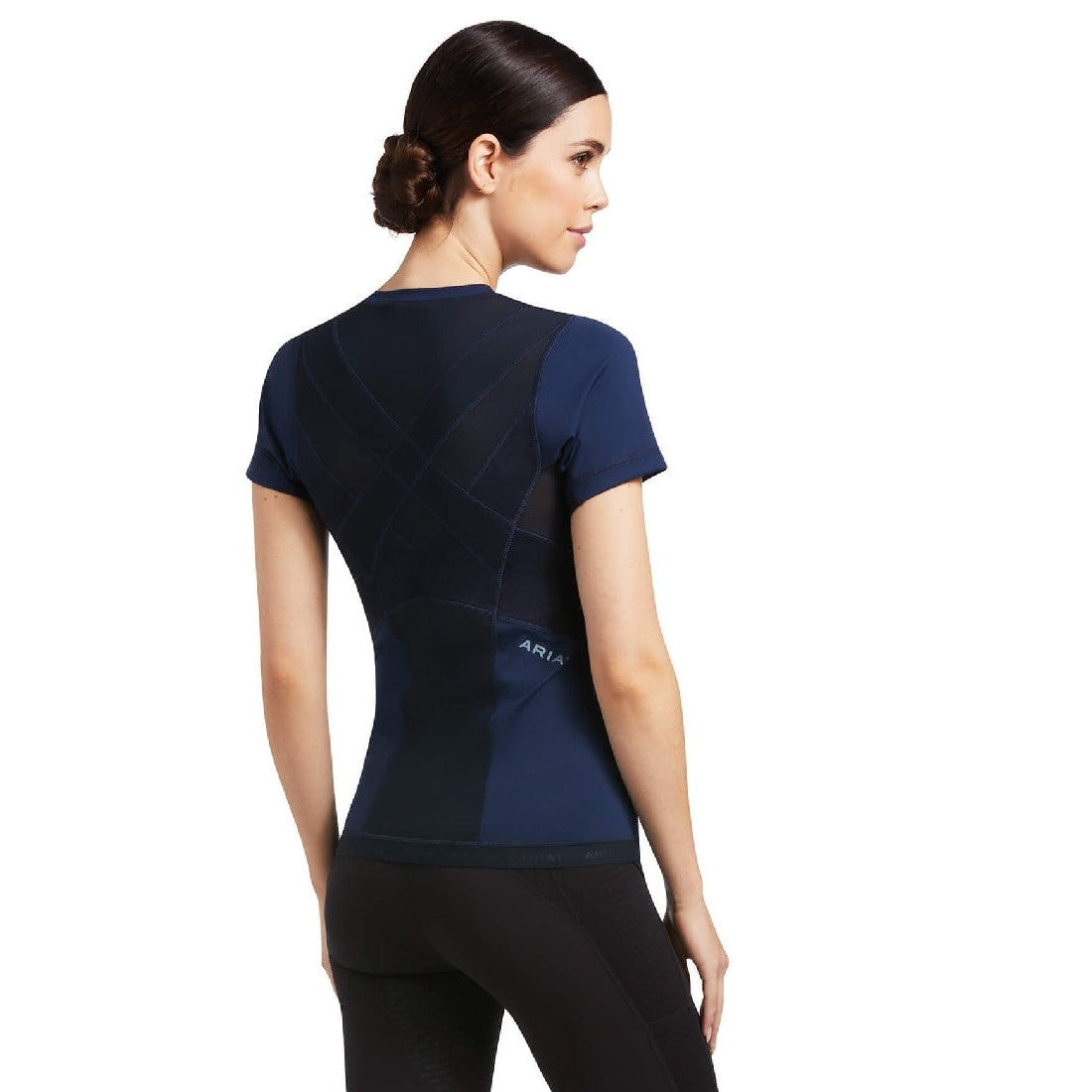 Baselayer Ariat Ascent Short Sleeve Navy Ladies-Ascot Saddlery-The Equestrian
