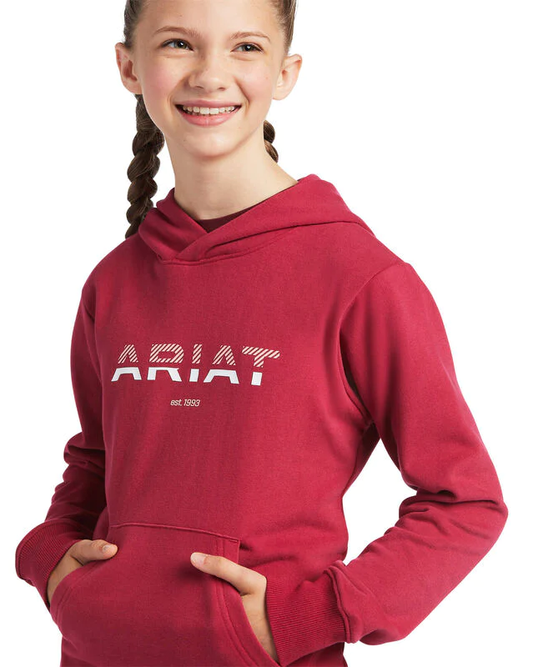 Hoodie Ariat 3d Logo 2.0 Red Bud Sp22 Childs-Ascot Saddlery-The Equestrian